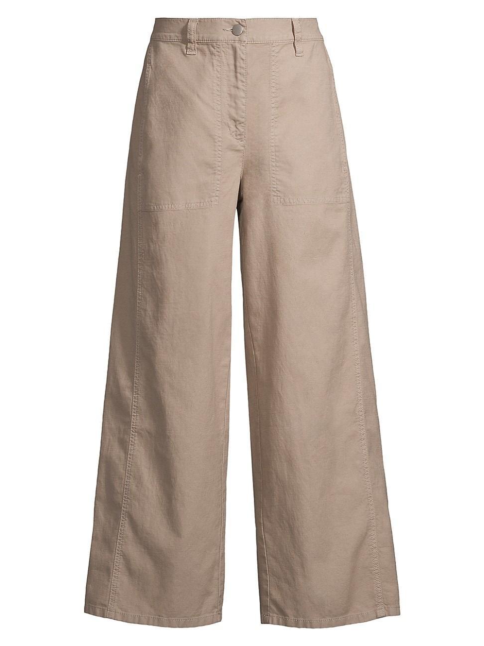 Womens Cotton-Blend Wide-Leg Pants Product Image