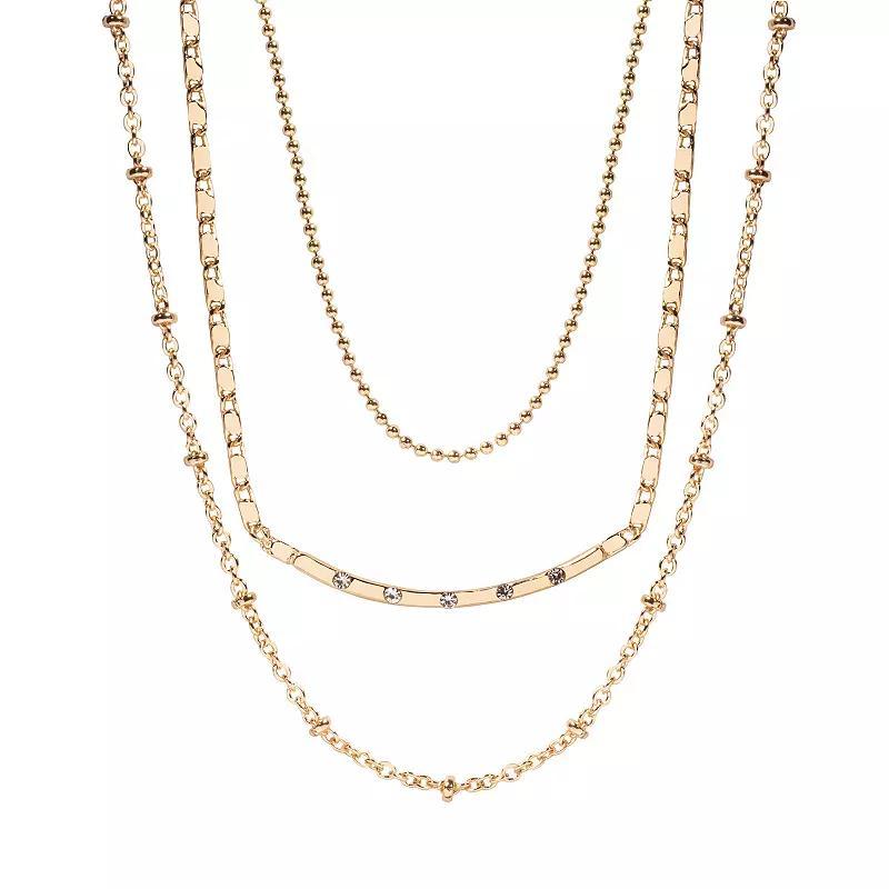 LC Lauren Conrad 3 Row Chain Necklace, Womens, Clear Product Image