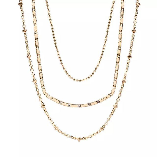 LC Lauren Conrad 3 Row Chain Necklace, Womens, Clear Product Image