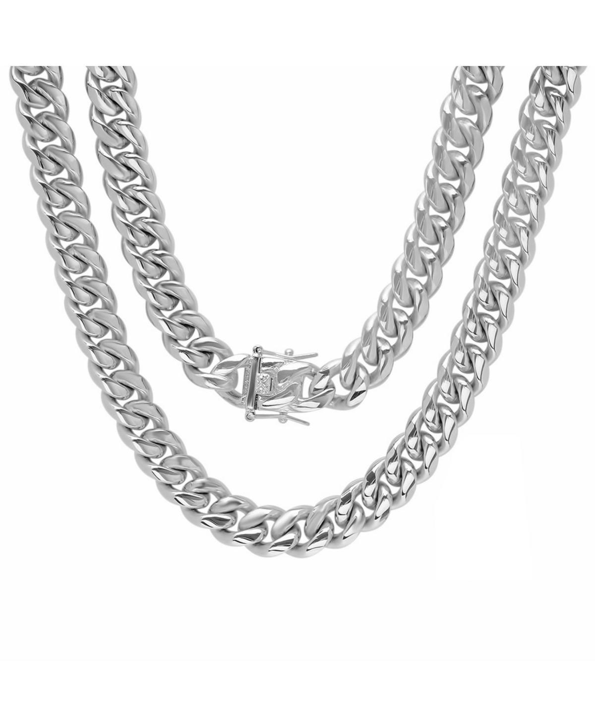 Steeltime Mens Stainless Steel 30 Miami Cuban Link Chain with 12mm Box Clasp Necklaces Product Image