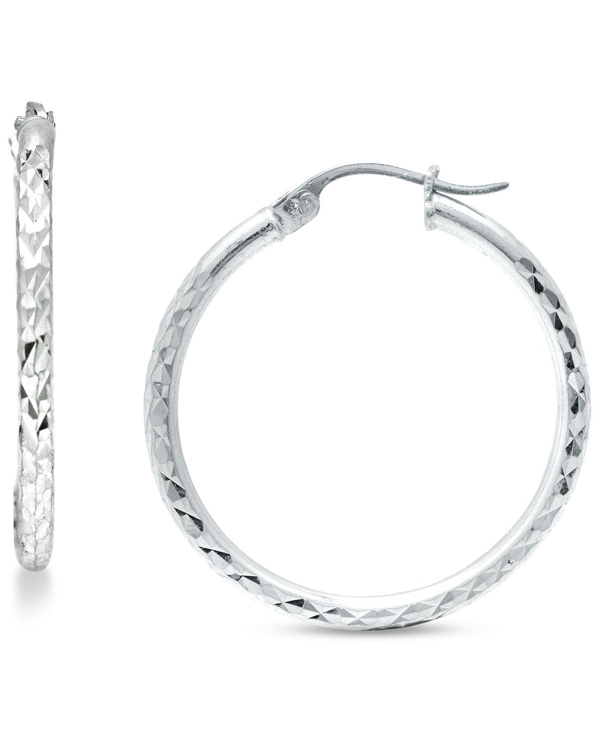 Aleure Precioso Sterling Silver Textured Hoop Earrings, Womens Product Image