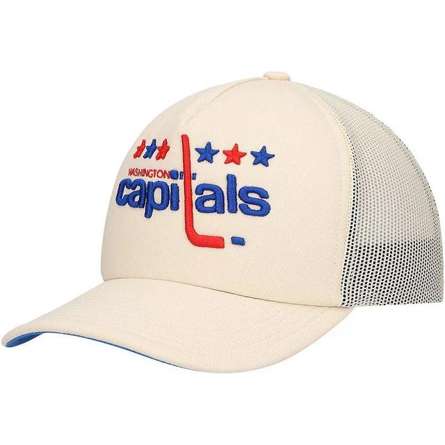 Mens Mitchell & Ness Cream Washington Capitals Foam Front Trucker Adjustable Hat Product Image