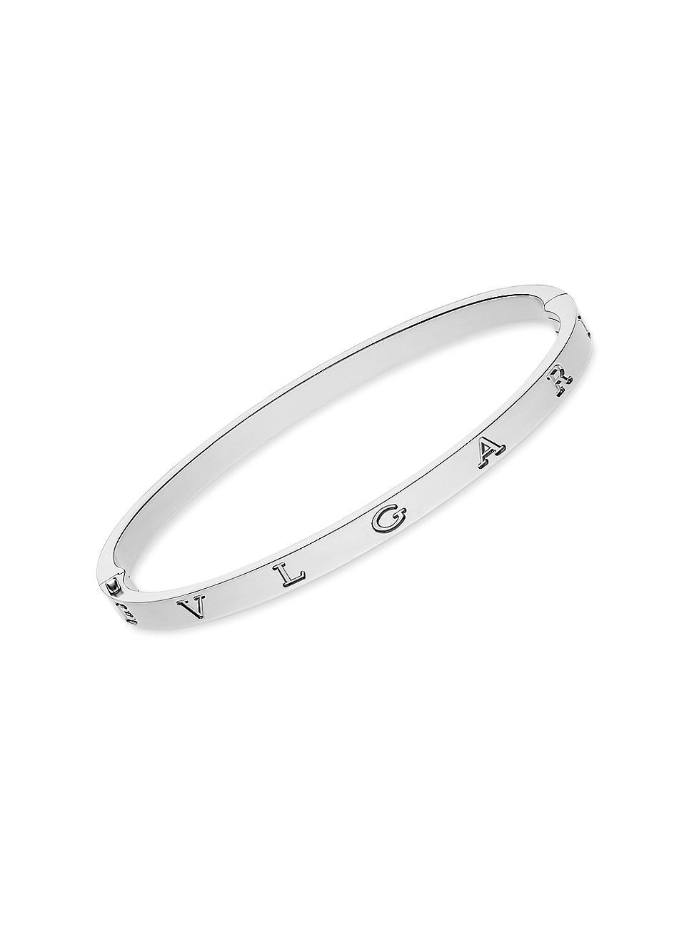 Womens BVLGARI BVLGARI 18K White Gold Logo Bangle Product Image