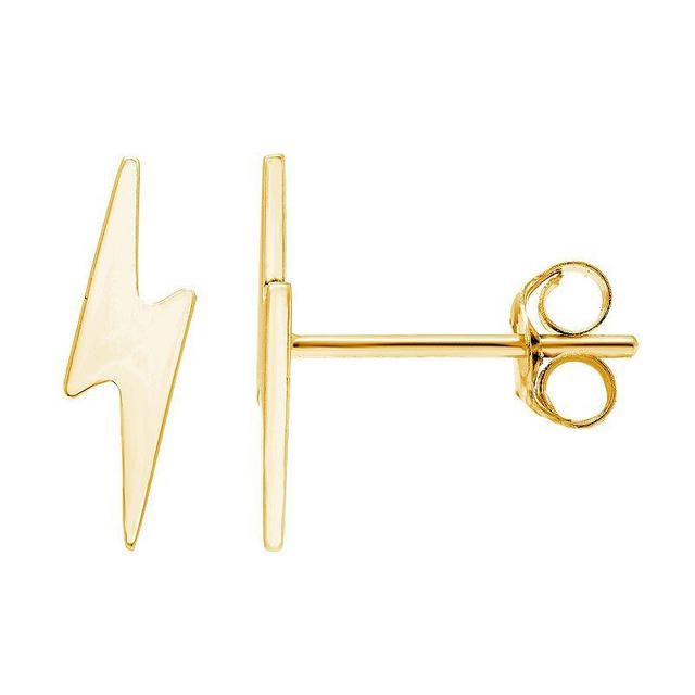 Theia Sky 14k Gold Dainty Lightning Bolt Stud Earrings, Womens Product Image