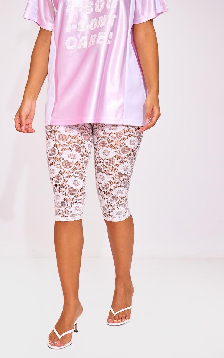 Petite White Lace Capri Pants Product Image