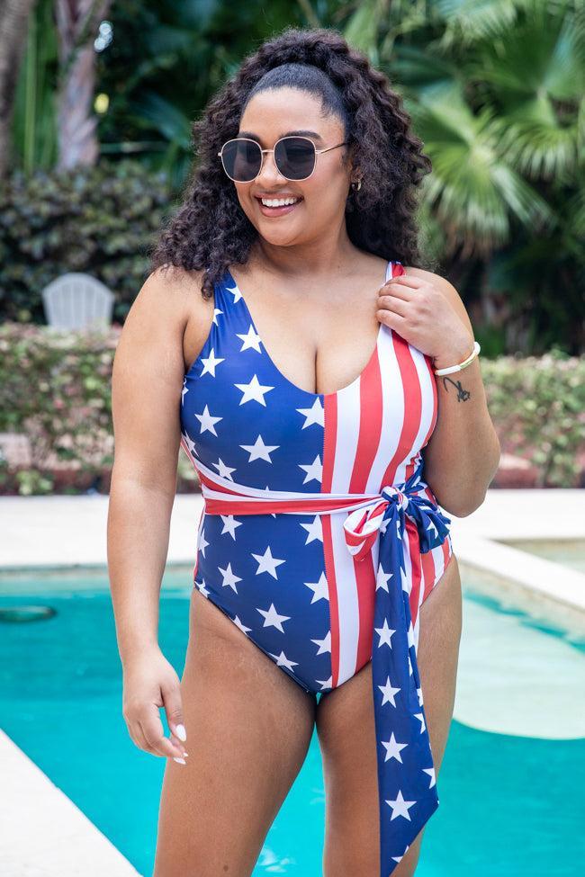 Going My Own Way Stars and Stripes One Piece Swimsuit FINAL SALE Product Image