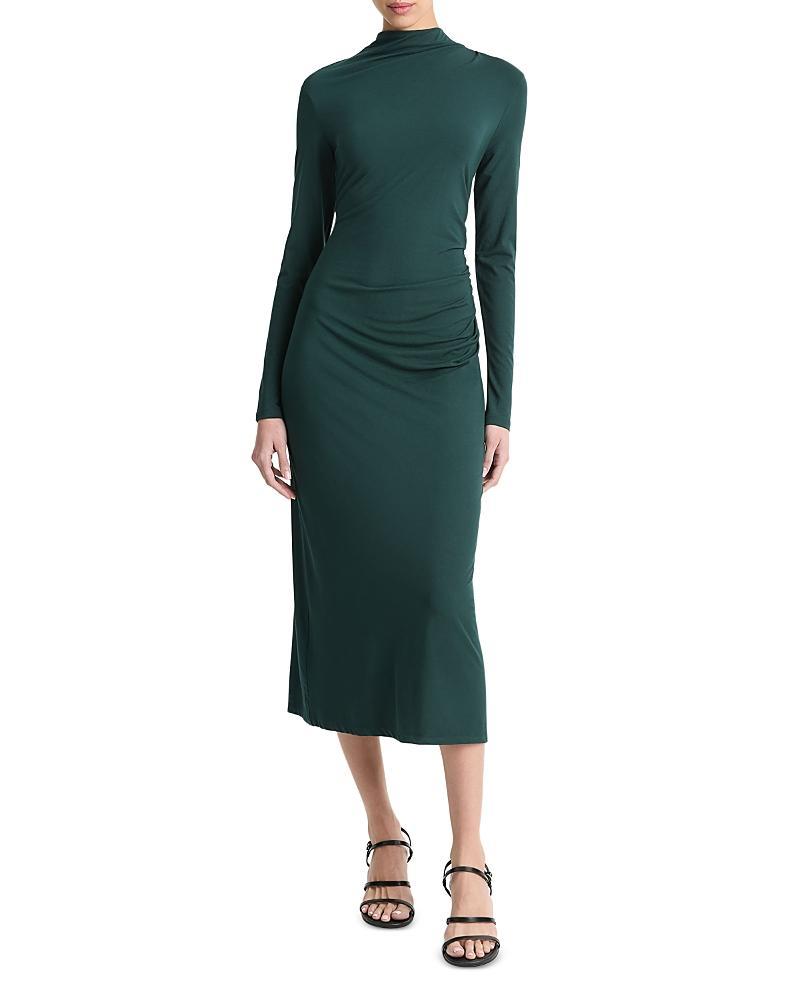 Vince Long Sleeve Turtle Neck Rouched Dress Women's Dress Product Image