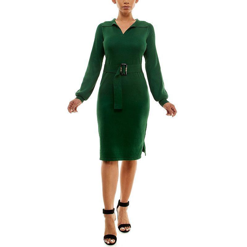 Womens Nina Leonard Johnny Collar Sweater Dress product image