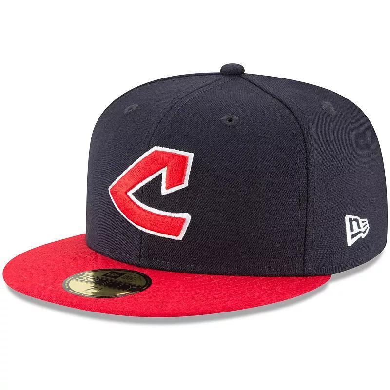 Mens New Era Cleveland Indians Cooperstown Collection Wool 59FIFTY Fitted Hat Blue Product Image