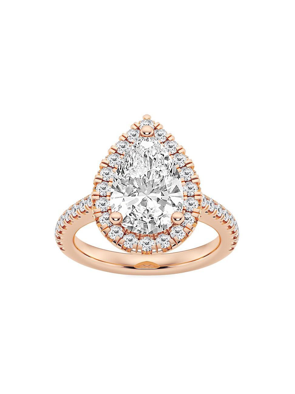 Womens 14K Rose Gold & Pear-Cut Lab-Grown Diamond Halo Ring/1.30-3.60 TCW Product Image