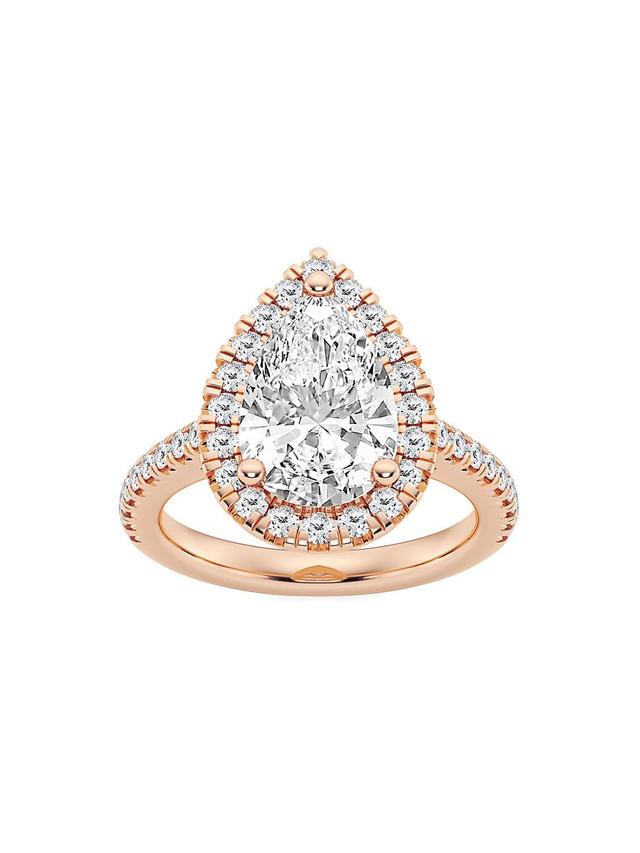 Womens 14K Rose Gold & Pear-Cut Lab-Grown Diamond Halo Ring/1.30-3.60 TCW Product Image