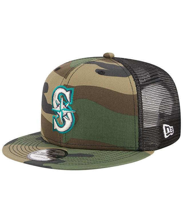 Mens New Era Camo Seattle Mariners Woodland Camo Trucker 9FIFTY Snapback Hat Product Image