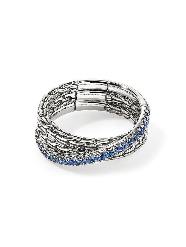 Womens JH Essentials Sterling Silver & Blue Sapphire Crossover Ring Product Image