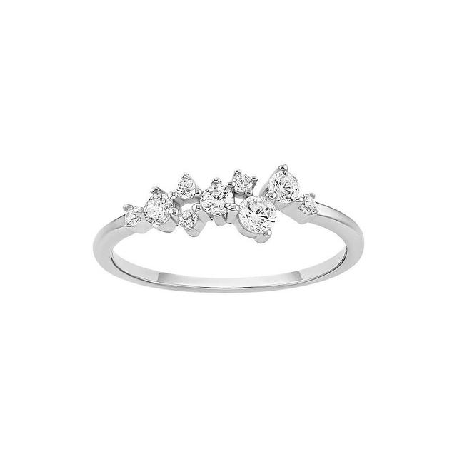 PRIMROSE Sterling Silver Cubic Zirconia Cluster Polished Band Ring, Womens Sterling Silver White Product Image