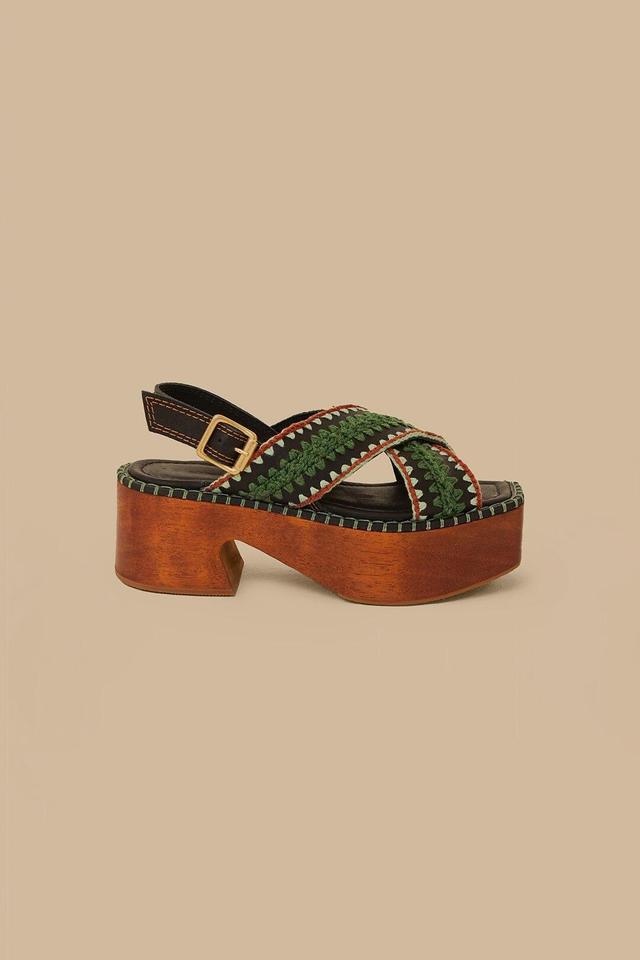 Dark Green Sand Clog Platform Product Image