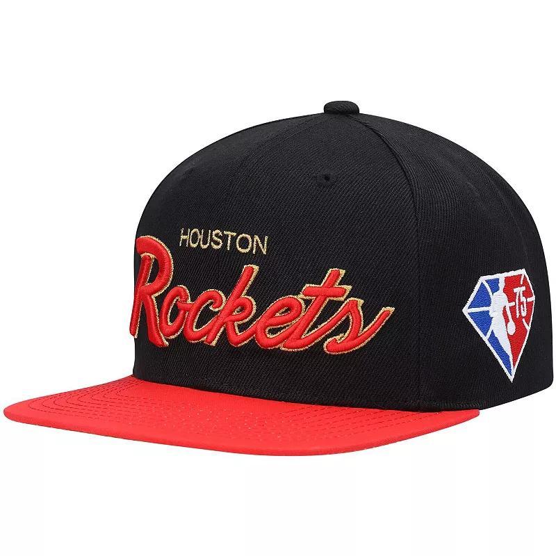 Mens Mitchell & Ness Houston Rockets NBA 75th Anniversary Snapback Hat Product Image