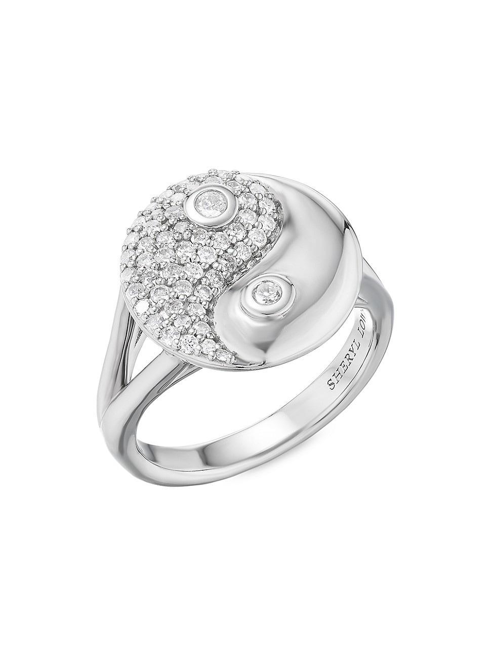 Womens Yin Yang Sterling Silver & 0.61 TCW Diamond Ring Product Image