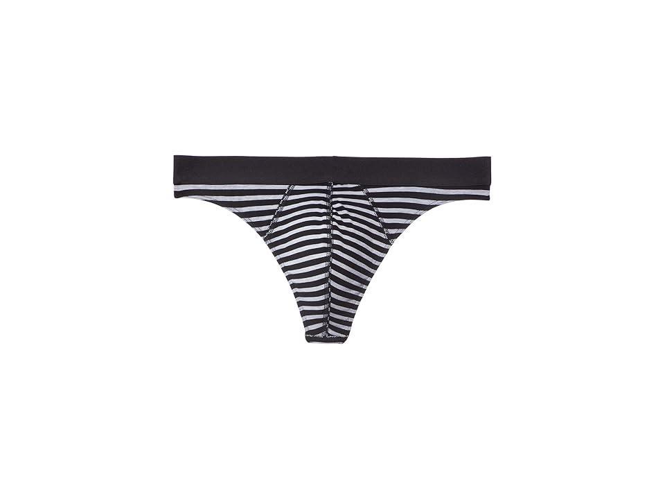 MeUndies Pouch Front Thong (Heather Grey Stripes) Men's Underwear Product Image