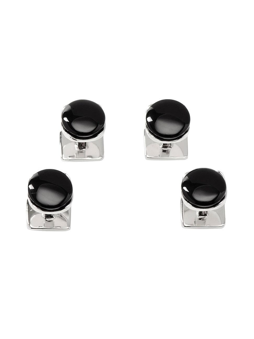 Mens Ox & Bull Trading Co. Sterling Silver Classic Formal Black Onyx Studs Product Image