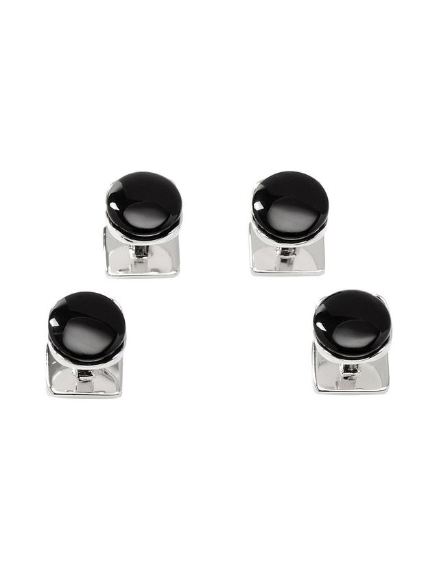 Mens Ox & Bull Trading Co. Sterling Silver Classic Formal Black Onyx Studs Product Image