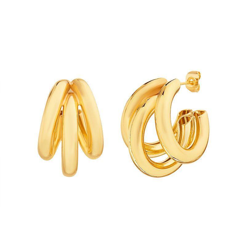 Paige Harper 14k Gold Over Recycled Brass Triple Open Hoop Earrings, Womens, Gold Tone Product Image