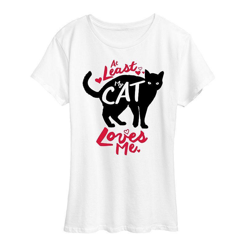 Womens At Least My Cat Loves Me Graphic Tee Grey Gray Product Image