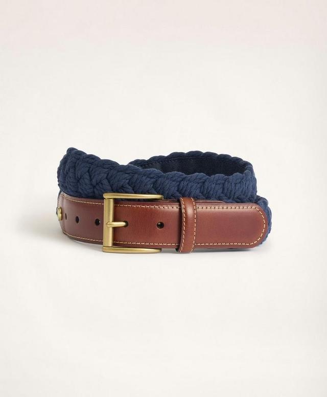 Braided Cotton Leather Tab Belt Product Image