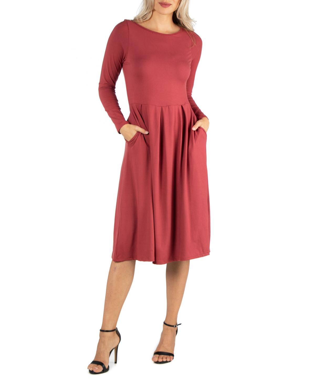 Womens Midi Length Fit and Flare Dress Product Image