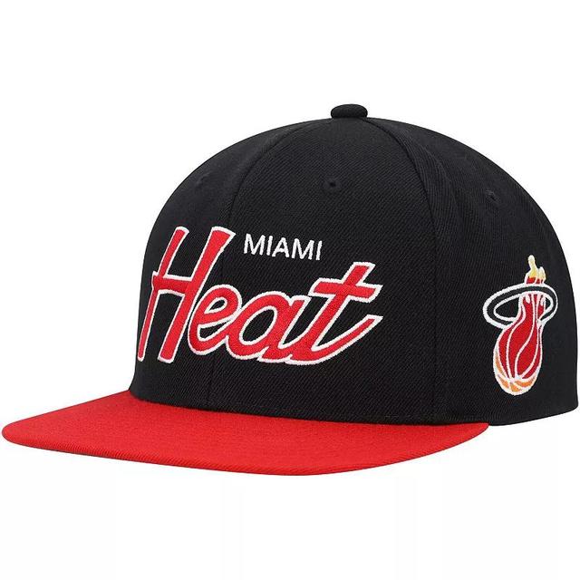 Mens Mitchell & Ness Miami Heat Hardwood Classics MVP Team Script 2.0 Snapback Hat Product Image