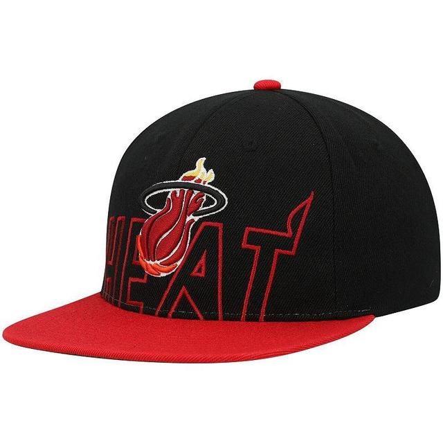 Mens Mitchell & Ness /Red Miami Heat Hardwood Classics Low Big Face Snapback Hat Product Image