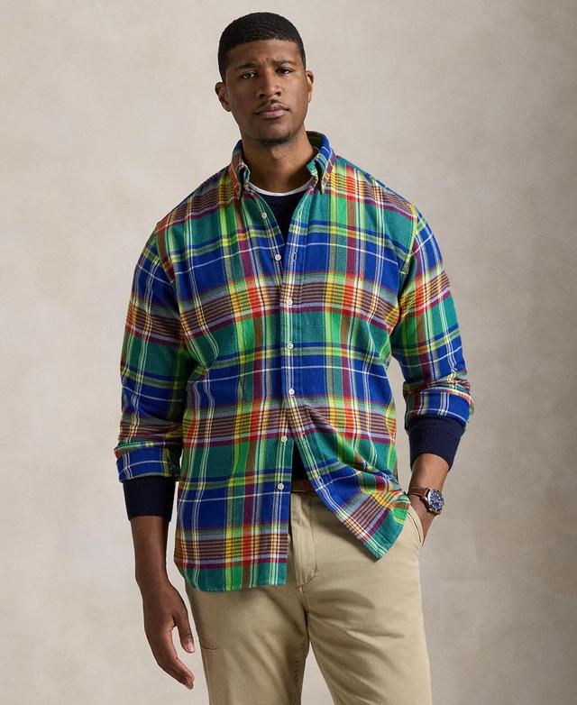 Polo Ralph Lauren Mens Big & Tall Plaid Brushed Flannel Shirt - Green Product Image