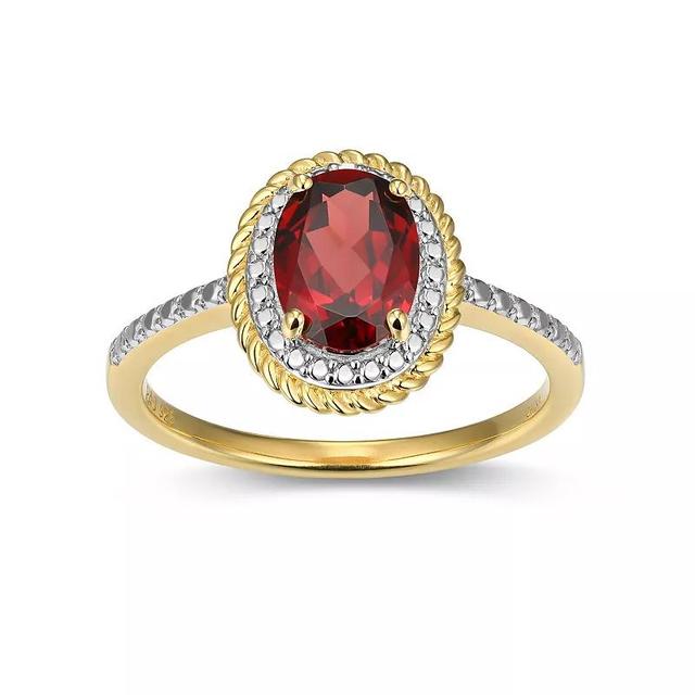 18k Gold Over Silver Gemstone & Diamond Accent Halo Ring, Womens January Gen Red Product Image