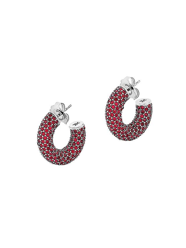 Womens Cameron Silvertone & Glass Crystal Mini Hoop Earrings Product Image