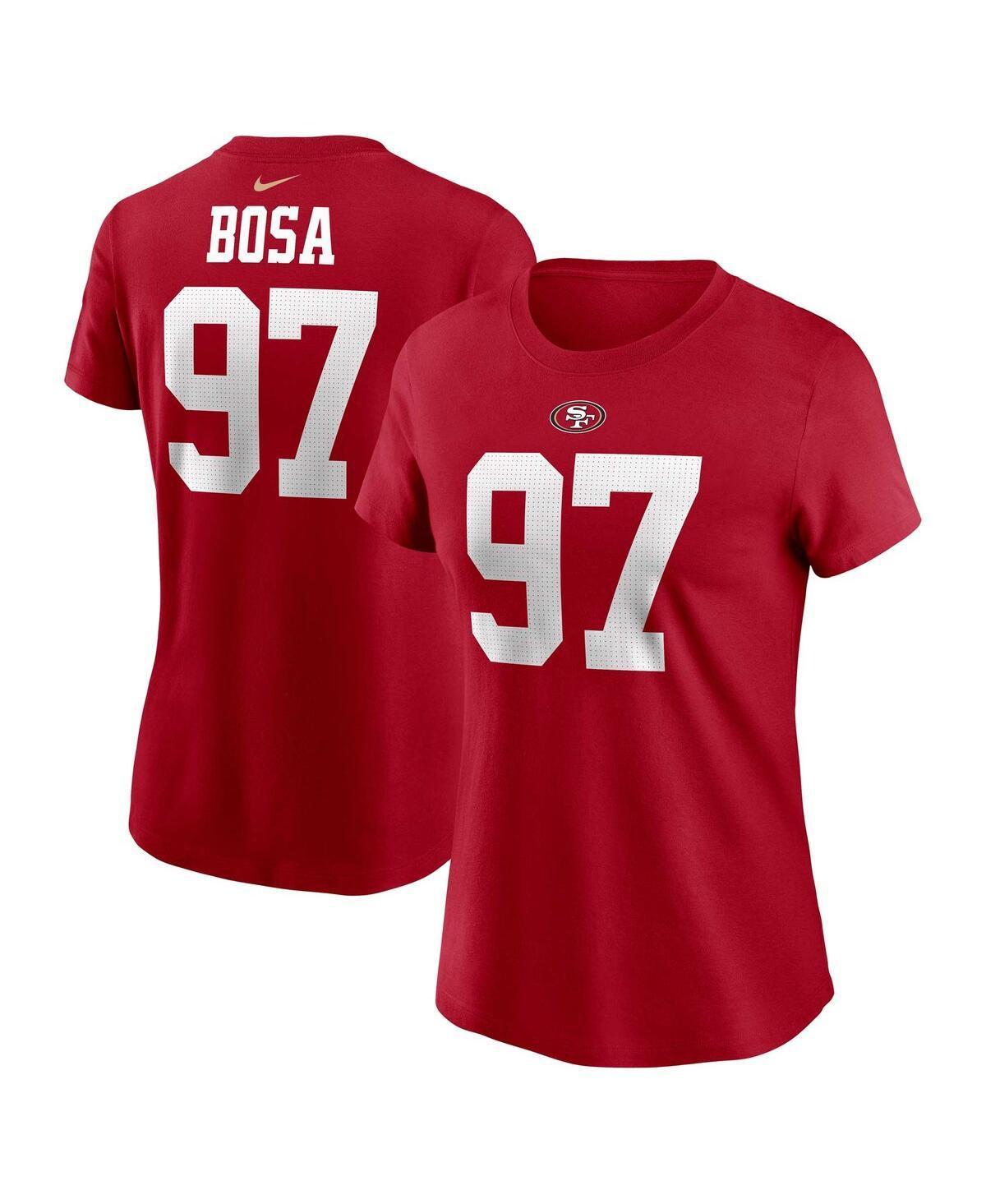 Womens Nike Nick Bosa Scarlet San Francisco 49ers Player Name and Number T-shirt Product Image