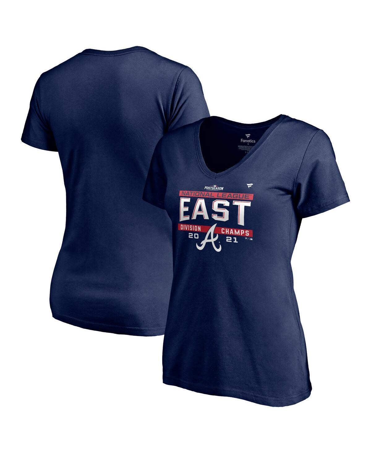 Womens Fanatics Navy Atlanta Braves 2021 Nl East Division Champions Locker Room Plus Size V-Neck T-shirt Product Image