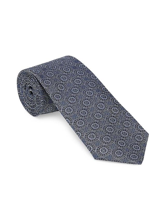 Mens Silk Tie With Geometric Design Product Image