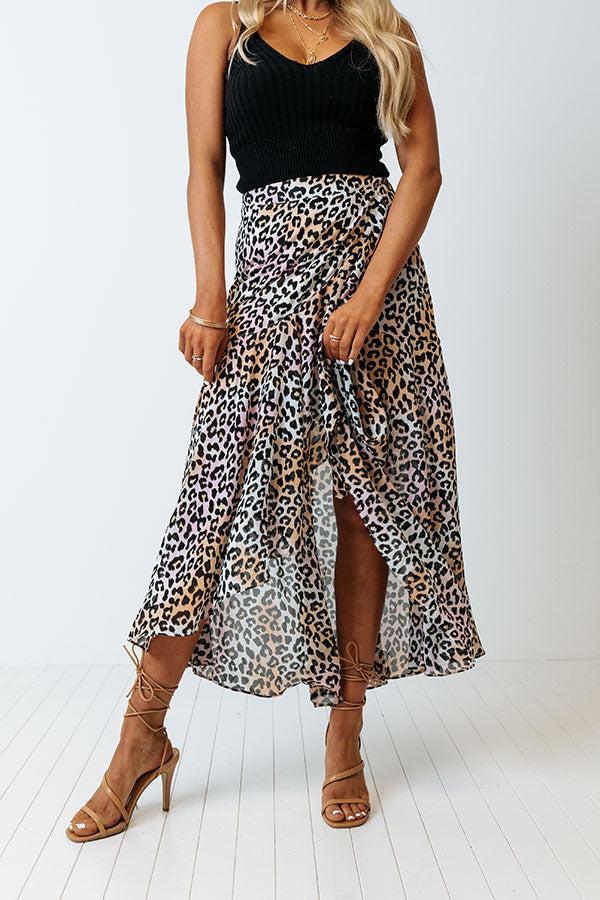 Only Sunshine Leopard Skirt In Peach Product Image