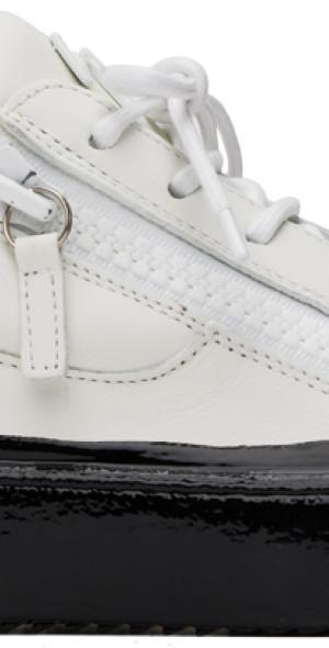 Giuseppe Zanotti White & Black Frankie Match Sneakers Product Image