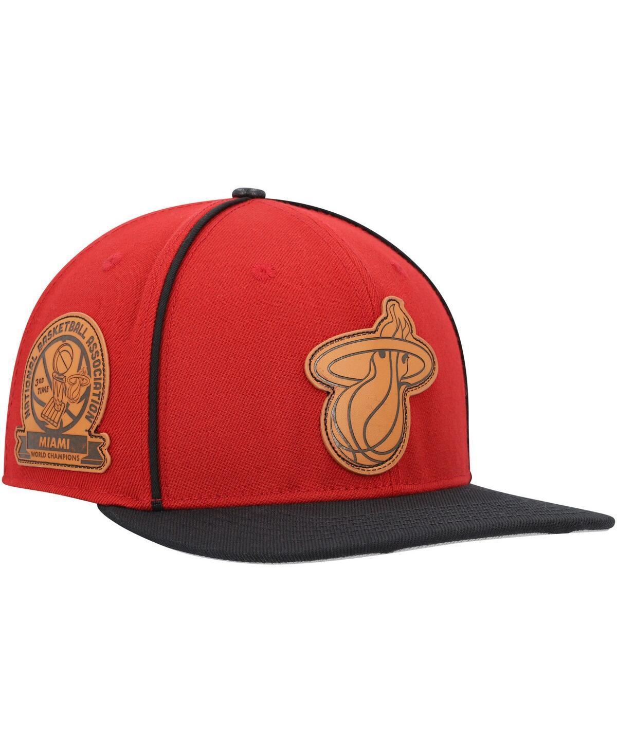 Mens Pro Standard Red Miami Heat Heritage Leather Patch Snapback Hat - Red Product Image