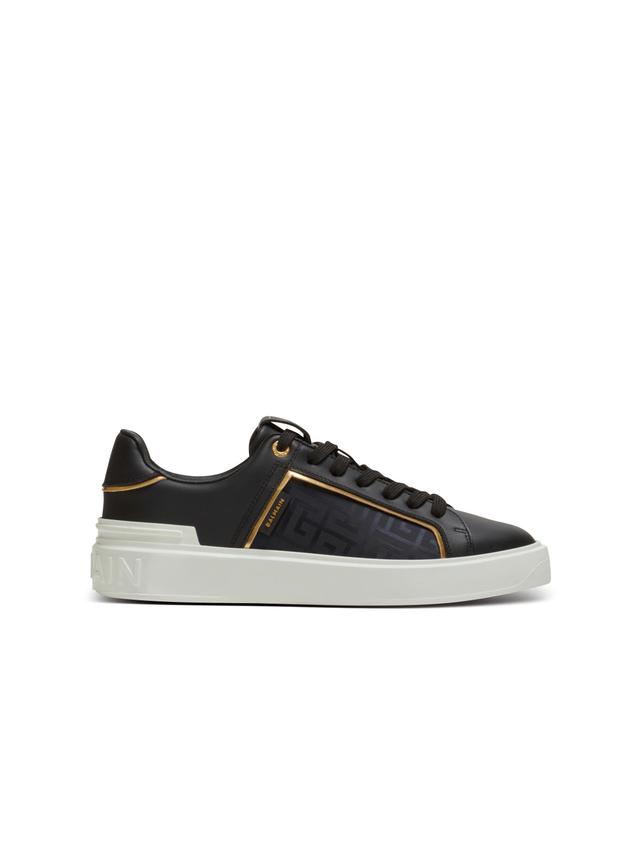 B-Court monogrammed nylon and leather sneakers Product Image