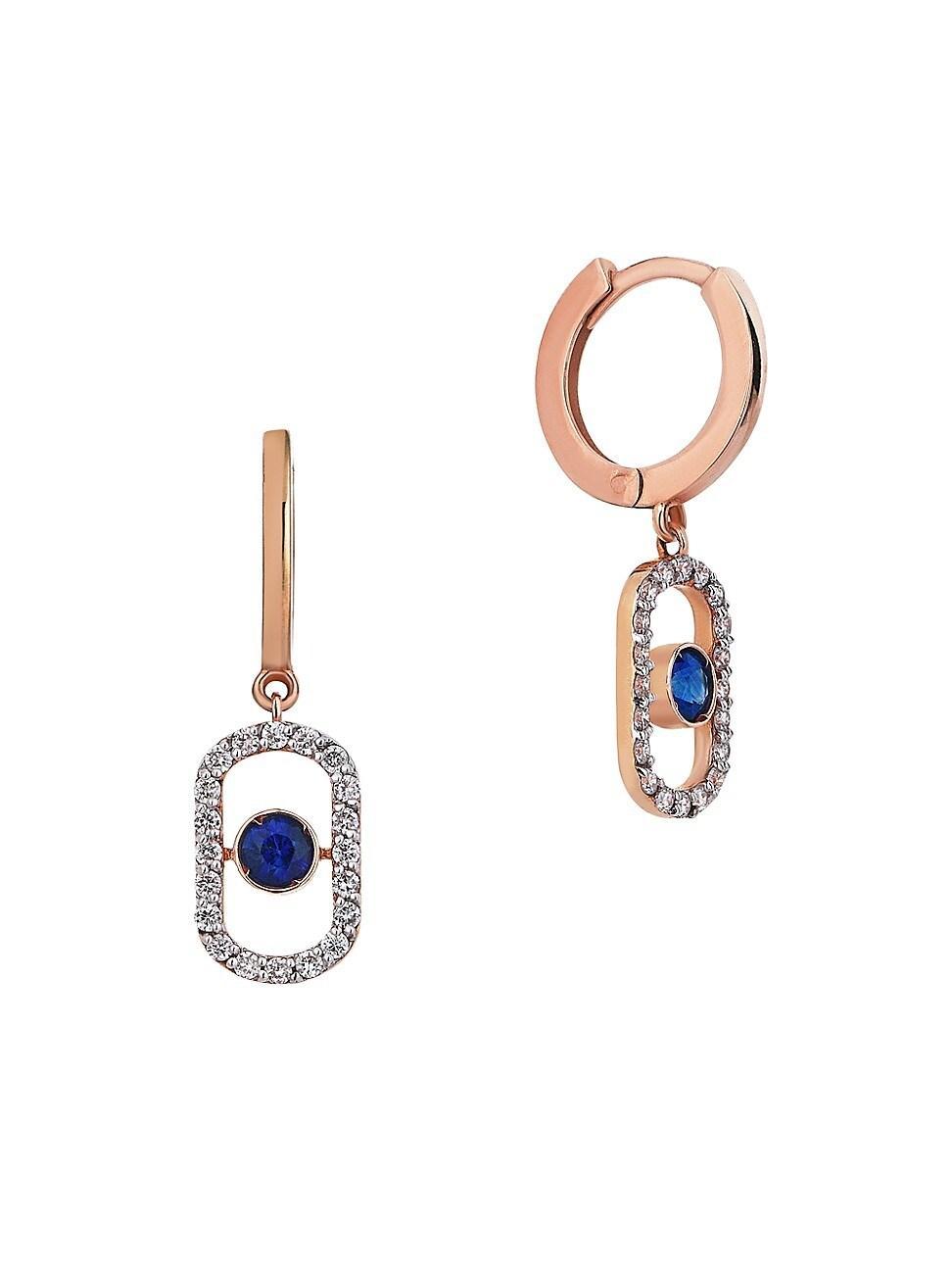 Womens Orbits 14K Rose Gold, Sapphire, & 0.4 TCW Diamond Drop Earrings Product Image