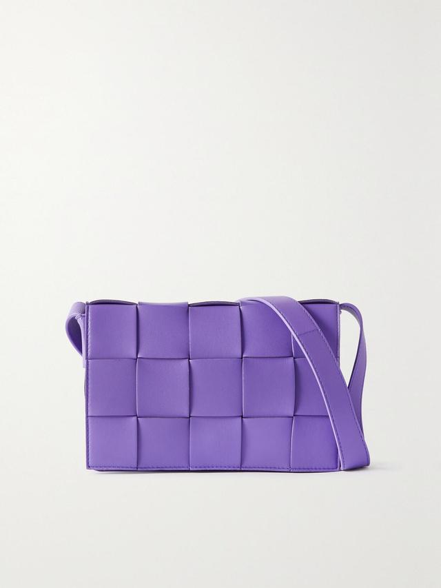 BOTTEGA VENETA Cassette Intrecciato Leather Shoulder Bag In Purple Product Image