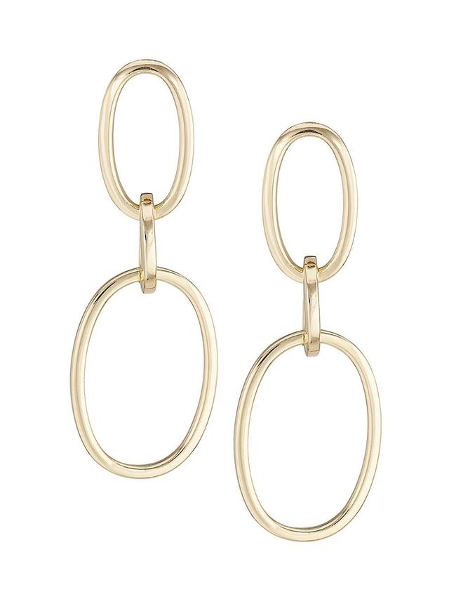 Womens 14K Yellow Gold Oval Double-Drop Earrings Product Image