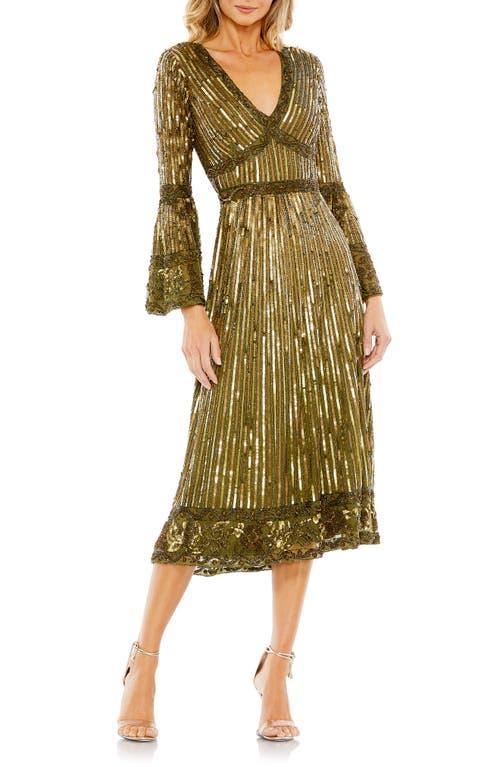 Mac Duggal Sequin Long Sleeve Midi Cocktail Dress Product Image