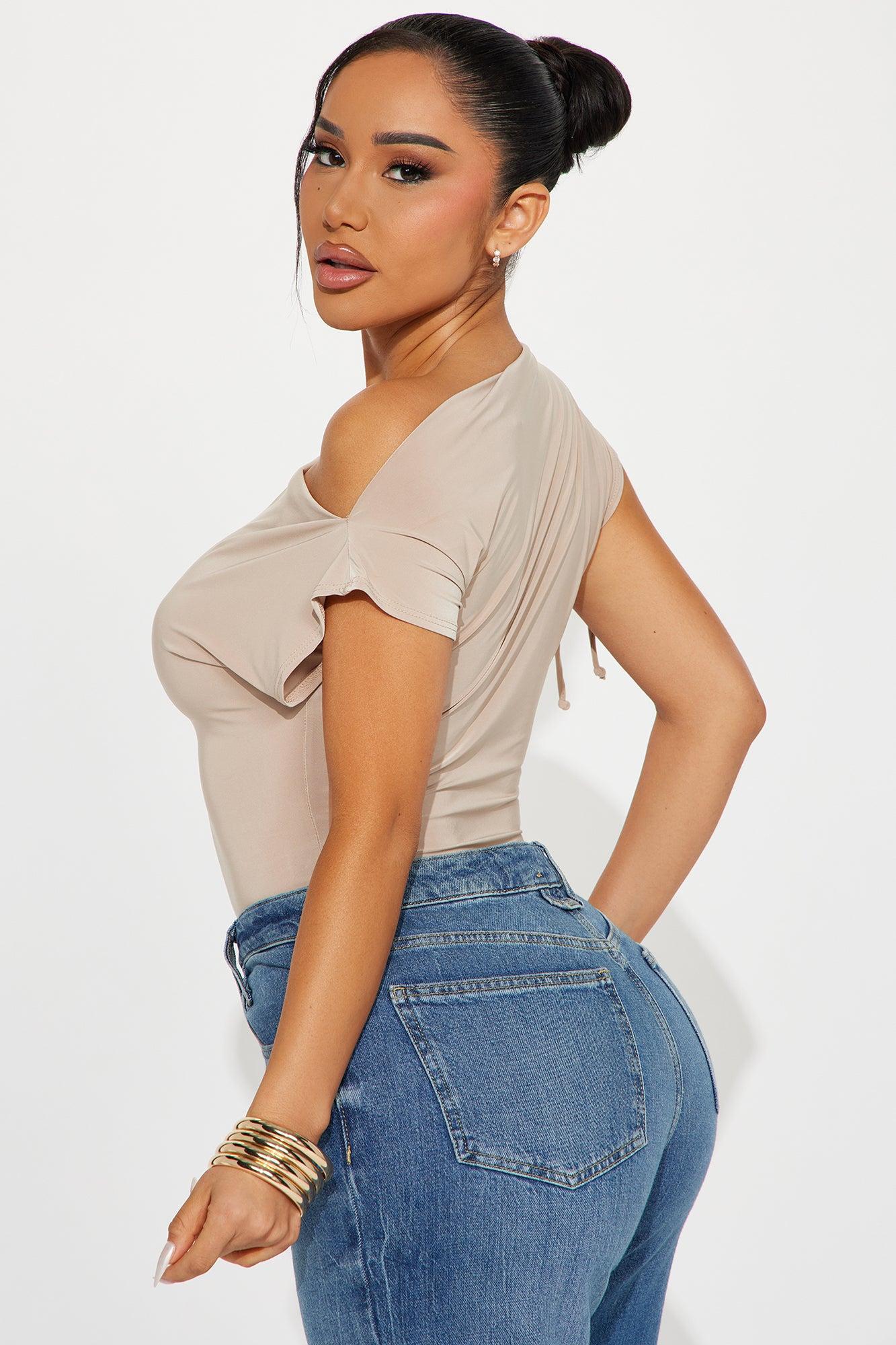 Julianne Off Shoulder Bodysuit - Taupe Product Image