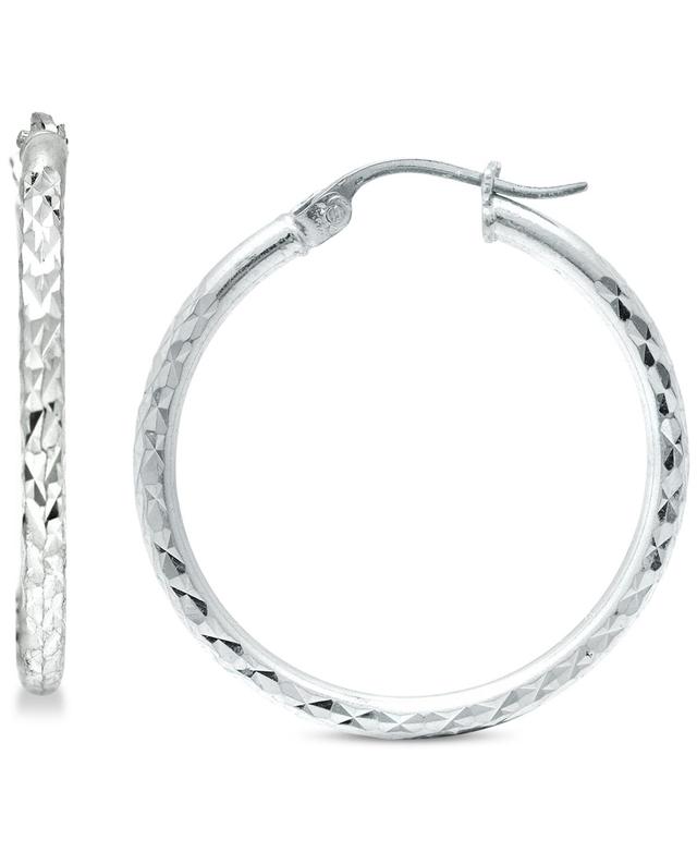 Aleure Precioso Sterling Silver Textured Hoop Earrings, Womens Product Image