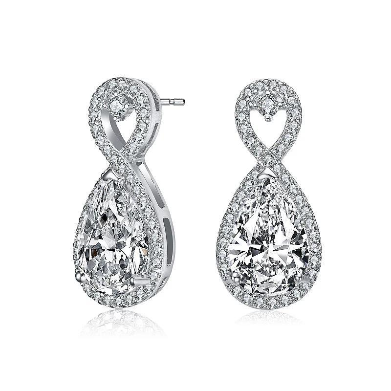 Sterling Silver Pear & Round Cubic Zirconia Infinity Drop Earrings, Womens Product Image