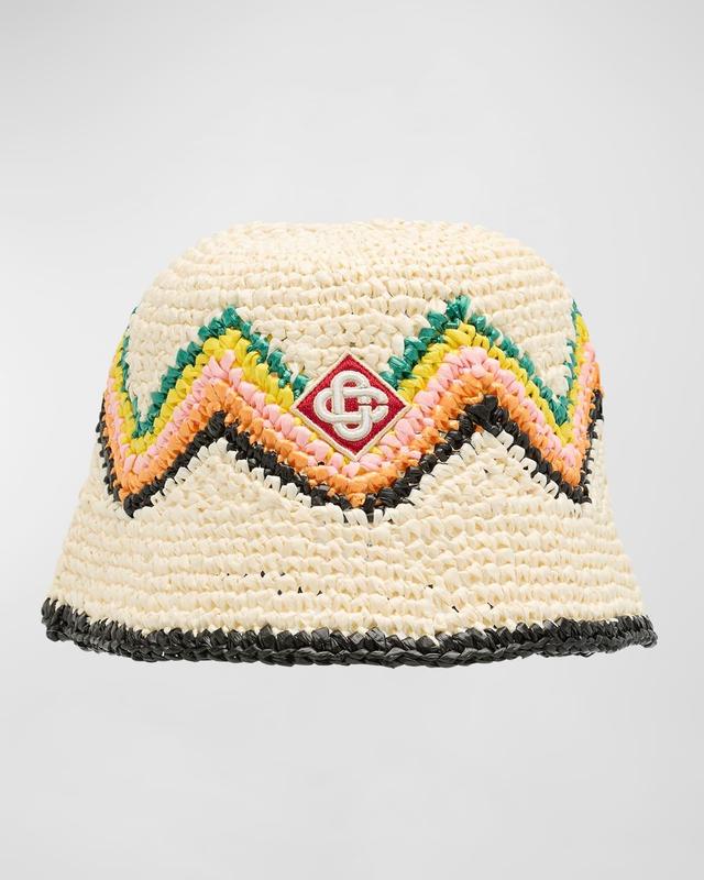 Mens Raffia Crochet Bucket Hat Product Image