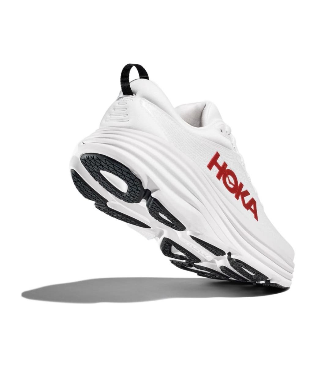 HOKA Mens  Bondi 8 In White/vermillion Product Image