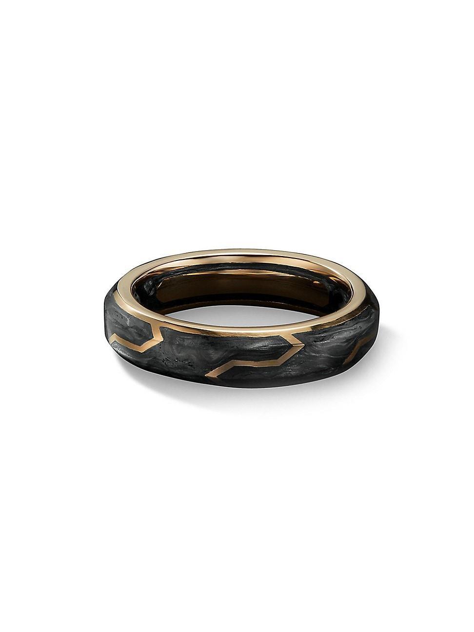 Mens Forged Carbon Band Ring with 18K Yellow Gold Product Image